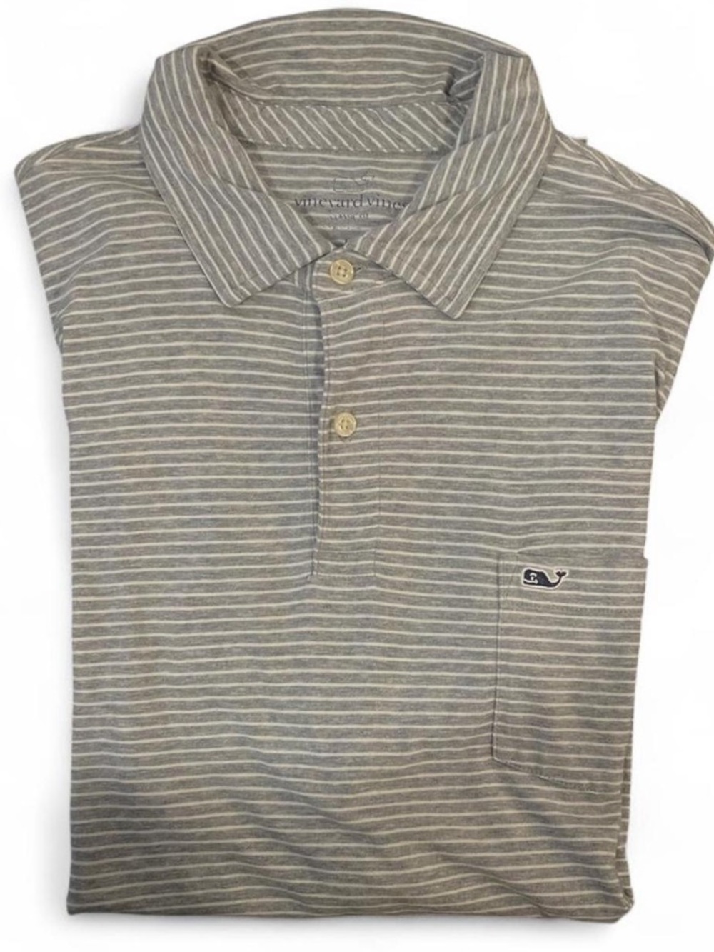 Vineyard Vines Men’s Striped Polo - gray & Cream